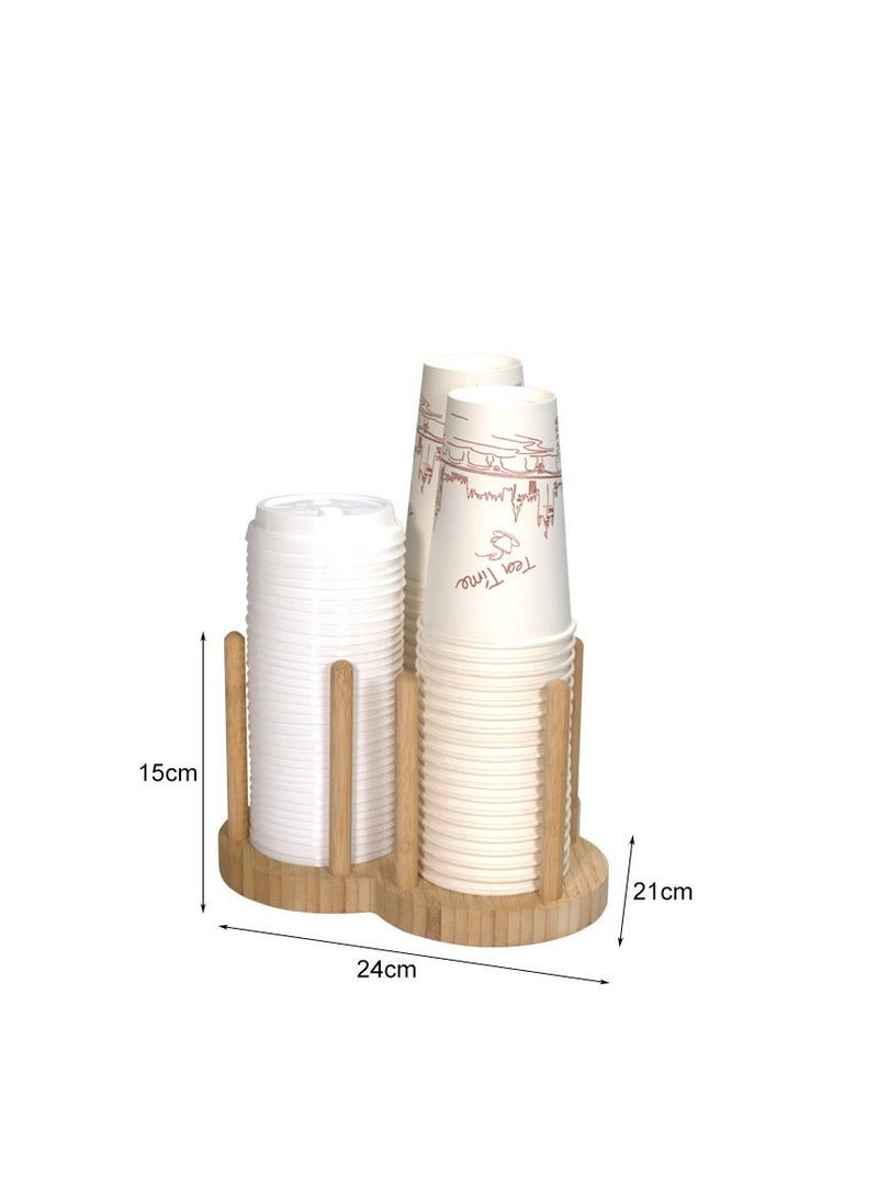 Beauenty Bathroom Cup Dispenser 3oz Bamboo Cups Holder Wooden Disposable Cup Organizer Disposable Paper Cup Holder for Bathroom Sink Counter/Mouthwash Cups - Image 2